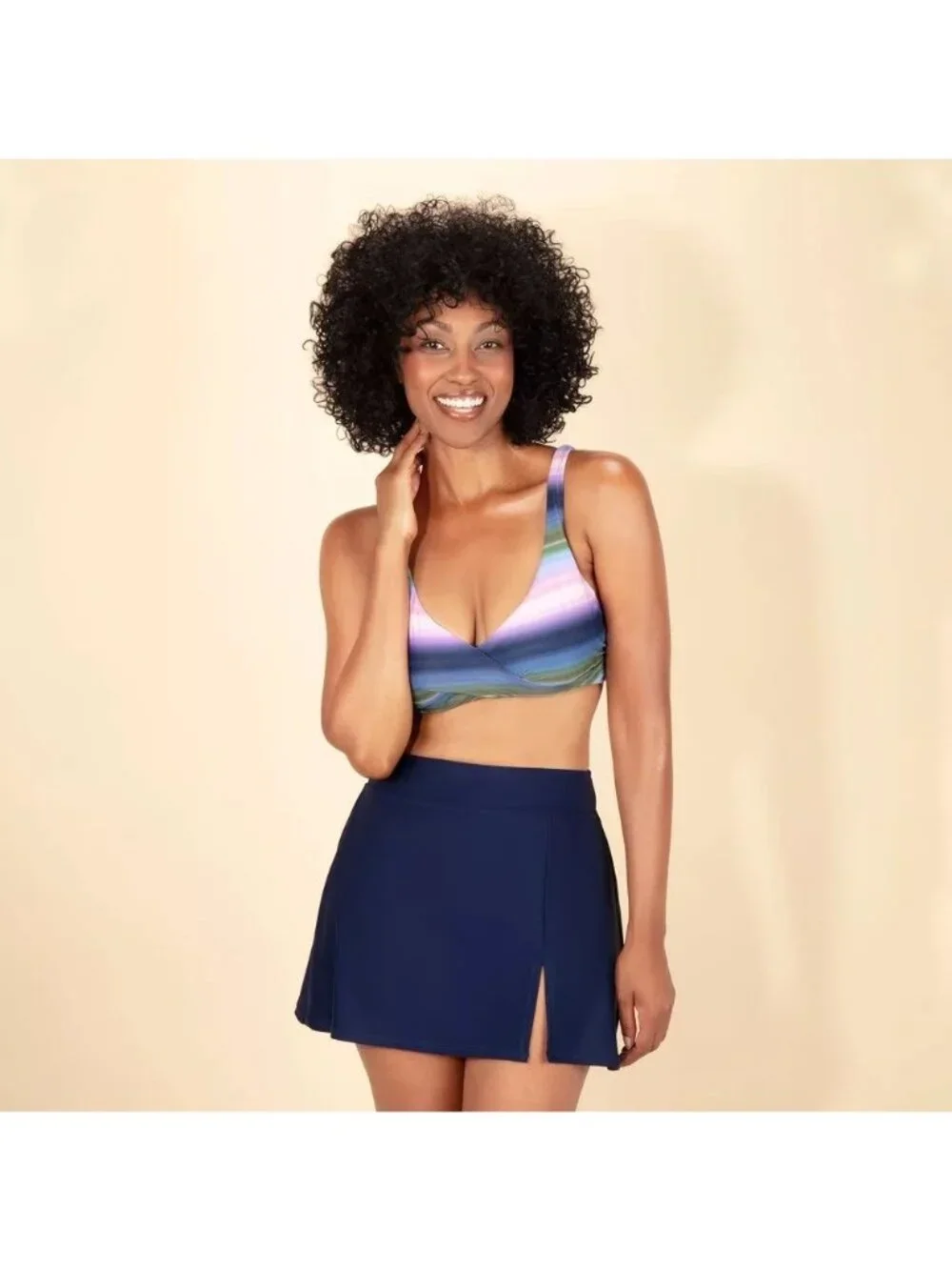 Lands' End Navy Blue Hybrid Swim Skirt w/ Brief Liner -- Size Medium 8/10 - Picture 3 of 6